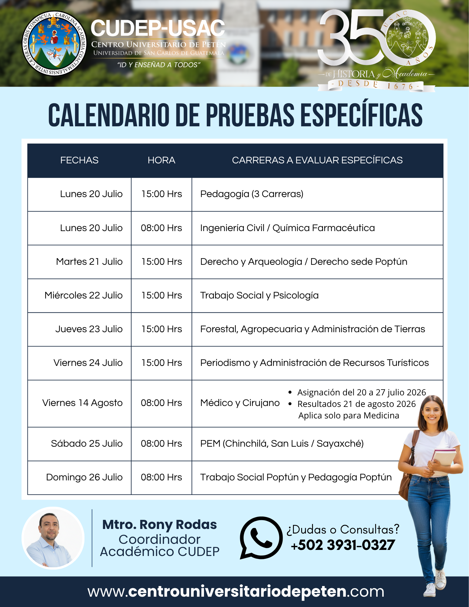 CALENDARIO ESPECÍFICOS